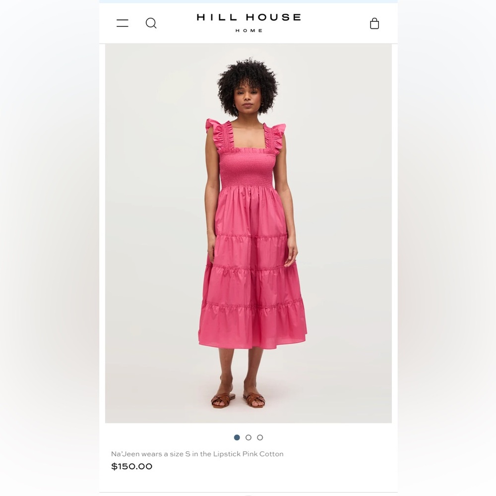 Hill House Ellie Nap dress size Large, Lipstick Pink Cotton